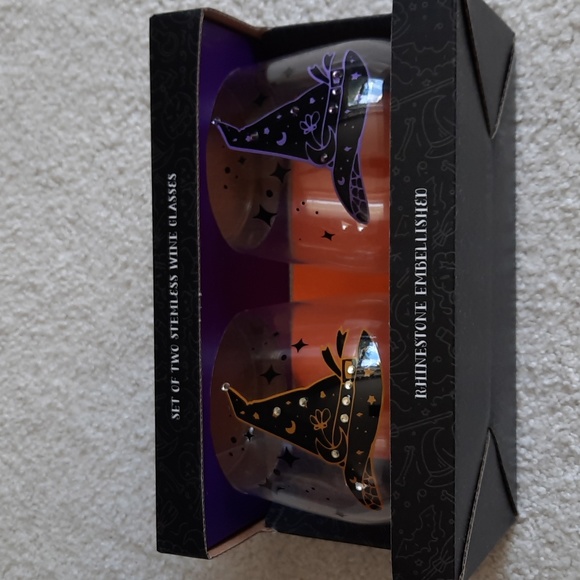Cobwebs & Cauldrons Other - Set of Rhinestone Embellished Stemless Wine Glasses